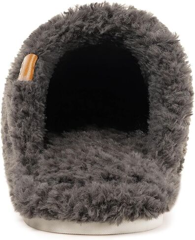 Women's Cozy Slippers Warm Fuzzy Slippers,Dark Grey,10-11 Women | Memory Foam,Anti-slip,Lightweight in Kuwait
