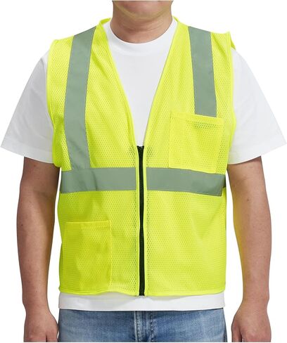 AYKRM 2 Pocket Mesh High Visibility Reflective Safety Vest for men & Women ANSI/ISEA 107 Standards in Saudi Arabia