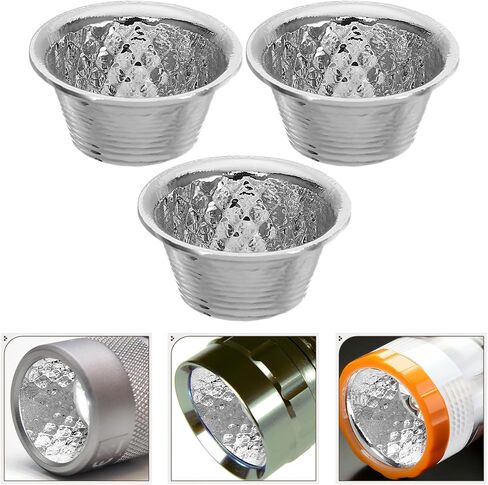 3pcs Flashlight Reflector Cup Replacement Part Silver Metal 1.1cm Hole | Precision Reflector Cup, Enhanced Light Utilization and Glare Reduction, for Indoor and Outdoor Use in Kuwait
