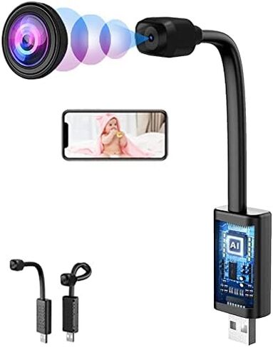 Spy Camera Mini Hidden WiFi Camera HD 1080P with Night Vision and Motion Detection, Nanny Cam,Baby Monitor with Upgraded, AI Human Motion Detection (Night Vision WiFi Camera) in Kuwait