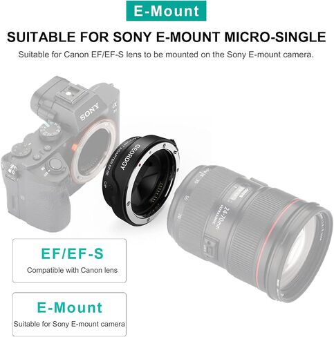 EF to Sony E Mount Adapter, Auto Focus Lens Converter Ring for Canon EF/EF-S Lens to Sony E Mount Camera A7III A7RIII A7IV A9 A6600, with Auto Focus & Aperture Control in Kuwait