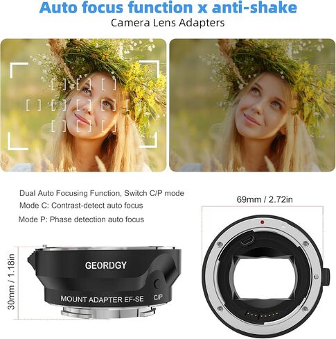 EF to Sony E Mount Adapter, Auto Focus Lens Converter Ring for Canon EF/EF-S Lens to Sony E Mount Camera A7III A7RIII A7IV A9 A6600, with Auto Focus & Aperture Control in Kuwait
