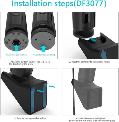 MSAFF® Window Mount for Ring Indoor Cam 1st/2nd Gen, 20° Tilt Bracket | Tool-Free Adhesive Mounting For Windows And Offices, Compact Design Perfect For Secure Front Yard And Driveway Camera Viewing in Kuwait
