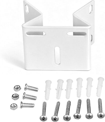 Small Outdoor Security Camera Corner Mount Bracket for CCTV, 4 Pack | Positions a camera at 90° exterior wall corners for wider driveway, yard or entry views; white metal bracket with hardware. in Kuwait