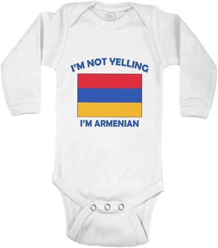 Baby Long Sleeve Bodysuit I'm Not Yelling I Am Armenian Armenia Countries Cotton in Kuwait