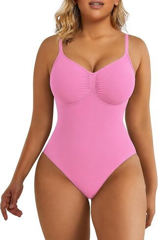 SHAPERX Women's Tummy Control Shapewear Thong Bodysuit Seamless Waist Snatching Body Shaper in Kuwait