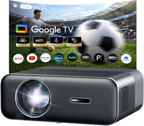 Google TV Smart Projector, 4K Projector with WiFi and Bluetooth | 20W HiFi Speaker, Auto Focus & 6D Keystone, HDR10, Portable Movie Projecteur for Outdoor and Indoor Home Theater in Kuwait