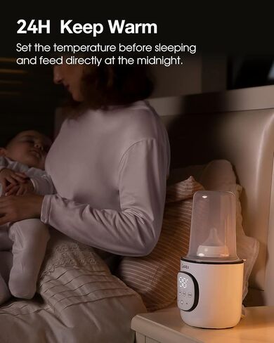LAREX Bottle Warmer, Fast Baby Bottle Warmer for Breastmilk and Formula, with Timer and Accurate Temp Control, 8 in 1 Baby Milk Warmer BPA Free with Digital Display, Bottle Warmers for All Bottles | 8 in 1 Baby Milk Warmer BPA Free with Digital Display, T in Kuwait
