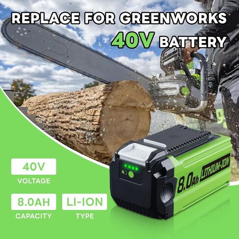 2 Pack 8.0Ah 40V Lithium-ion Battery Replacement for Greenworks 29462 29472 Compatible with G-Max 40V Tools 24282 20312 24252 21332 25322 in Kuwait