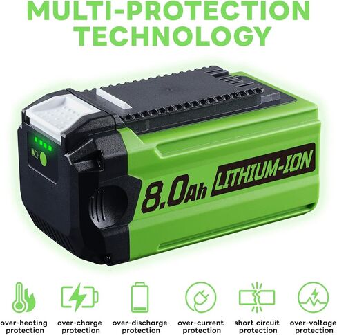 2 Pack 8.0Ah 40V Lithium-ion Battery Replacement for Greenworks 29462 29472 Compatible with G-Max 40V Tools 24282 20312 24252 21332 25322 in Kuwait