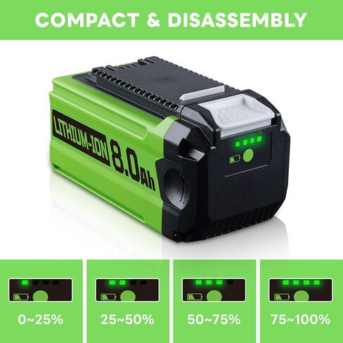 2 Pack 8.0Ah 40V Lithium-ion Battery Replacement for Greenworks 29462 29472 Compatible with G-Max 40V Tools 24282 20312 24252 21332 25322 in Kuwait
