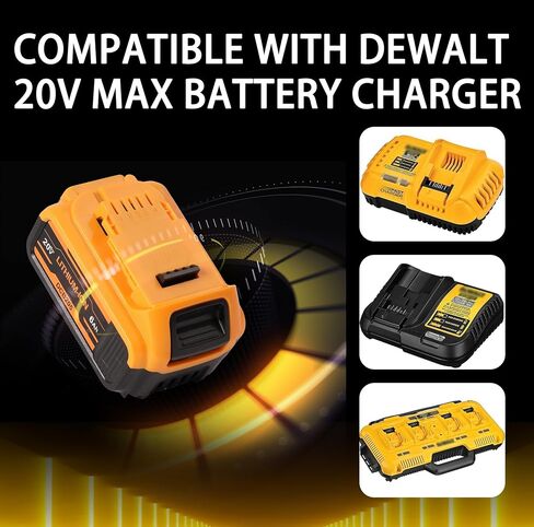 Battery 6Ah 6000mAh 20V Replacement for DeWalt 20V Max Compaible with DCB206 DCB205 DCB204 DCD DCF DCG Series Power Tools in Saudi Arabia
