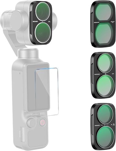 NEEWER ND Filter Set Compatible with DJI Osmo Pocket 4P Only, ND8 + ND16 + ND32 + ND64 HD Neutral Density Gimbal Action Camera Lens Filter Screen Protector Photography Accessories Kit in Kuwait