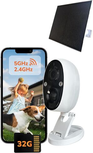 SensForge 2.5K Solar Powered Indoor/Outdoor Battery Camera, Dual-Band WiFi, Free AI Human & Pet Detection, 2-Day Cloud + 32GB SD Storage, Spotlight Night Vision, Magnetic Mount, Optional Subscription in Kuwait