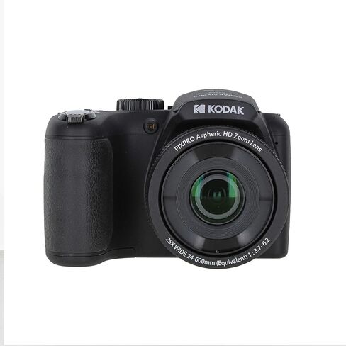 Kodak PIXPRO AZ255 Digital Camera (Black) | 16MP Sensor, 25x Optical Zoom, 24mm Wide-Angle Lens & Optical Image Stabilization | Great for Travel & Distance Photos (AZ255BK) + 32GB Card + Bag + Cloth in Kuwait