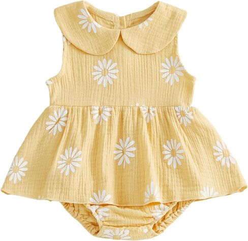 Infant Baby Girl Summer Clothes Pastoral Style Flying Sleeve Floral Newborn Romper Dress + Socks + Bow Headband in Kuwait