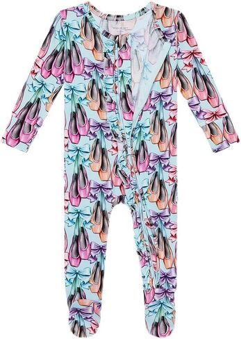 Posh Peanut Viscose Derived from Bamboo Baby Infant Girls Footie Pajamas | Ruffle Bodice With 2-Way Zipper for Easy Access, Footed Grips, True To Size Snug Fit, And Easy Care Wash in Kuwait