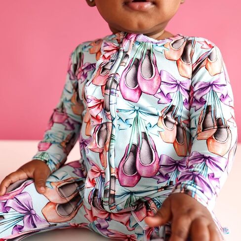 Posh Peanut Viscose Derived from Bamboo Baby Infant Girls Footie Pajamas | Ruffle Bodice With 2-Way Zipper for Easy Access, Footed Grips, True To Size Snug Fit, And Easy Care Wash in Kuwait