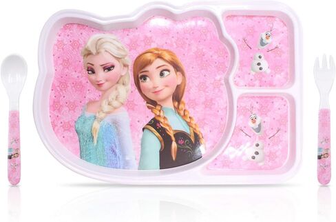 Princess 5 Pcs Set Durable Tableware Meal Dishes Mealtime Set includes Dinner Serving Bowl Plate Cup with a Matching Spoon & Fork in Kuwait
