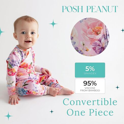 Posh Peanut Girls Convertible Baby Sleepers, Toddlers Footless Pajamas | True To Size Fit With 2-Way Zipper, Convertible Mittens/Footies With Grips, Tagless Gentle Comfort, Easy Care Wash in Kuwait