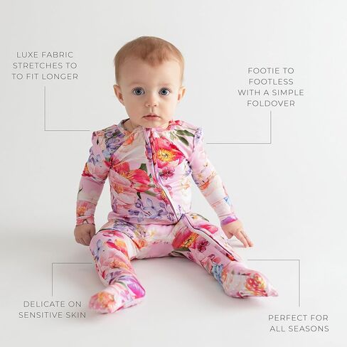 Posh Peanut Girls Convertible Baby Sleepers, Toddlers Footless Pajamas | True To Size Fit With 2-Way Zipper, Convertible Mittens/Footies With Grips, Tagless Gentle Comfort, Easy Care Wash in Kuwait