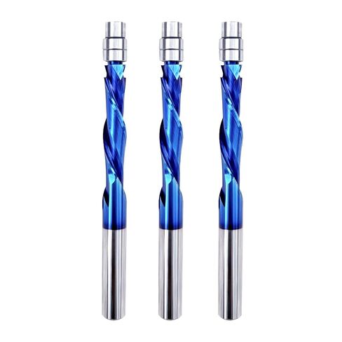 1/4 Inch Compression Spiral Flush Trim Router Bits,1 Pack,NACO Coated | 1-1/8 inch cutting length;Double Ball Bearing;Carbide Spiral Pattern Router Bit; Suits for hardwood, plywood, laminate & MDF in Kuwait