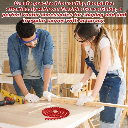 Frienda 78" Router Edge Guide Templates Kit Flexible Curve Ruler for Woodworking with 150 Self-tapping Screws Adjustable Arcs Red Tool for Router Precision Trimming Arc Angle Positioning Cabinet Table in Kuwait