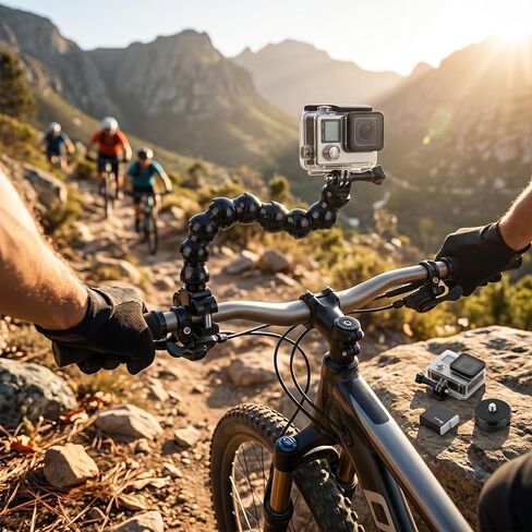 Flexible Monopods Schwanenhals Jaws Mount with 8 Sections, Universal Camera Container for Various Angles, for Surfing The Riding, ABS Material Black in Kuwait