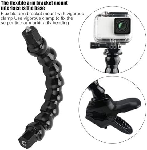 Flexible Monopods Schwanenhals Jaws Mount with 8 Sections, Universal Camera Container for Various Angles, for Surfing The Riding, ABS Material Black in Kuwait