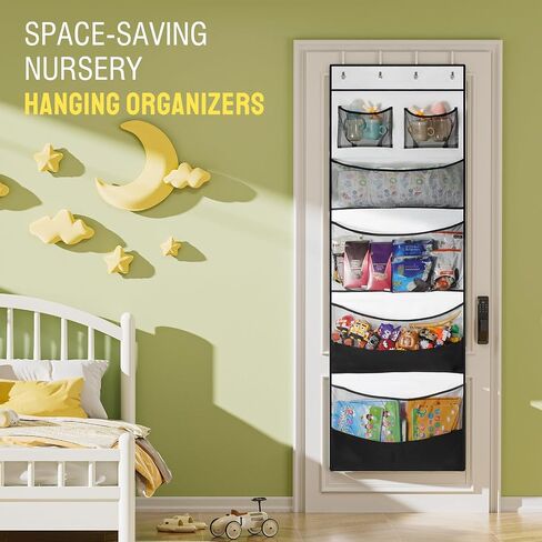 Yecaye Stuffed Animal Storage, Hanging Organizer for Stuffed Animals with 6 Expandable Mesh Net Pockets, Stuffed Animal Hammock, Over the Door Organizer, Black in Saudi Arabia