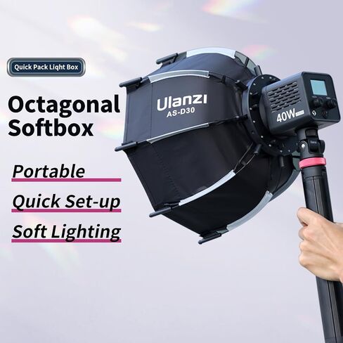 Ulanzi AS-D30 11.81'' Octagon Softbox, Quick Release for Mini Bowens Mount | Speedlite, Studio Flash, Speedlight Umbrella Softbox, with Carrying Bag, for Photography Studio COB Light Portrait Shooting in Kuwait