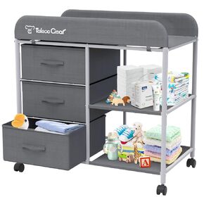 G TALECO GEAR Baby Changing Table, Portable Changing Table, Diaper Changing Station with Waterproof Pad, Changing Table Dresser with 3 Storage Baskets, Mobile Nursery Organizer for Newborn Essentials in Saudi Arabia