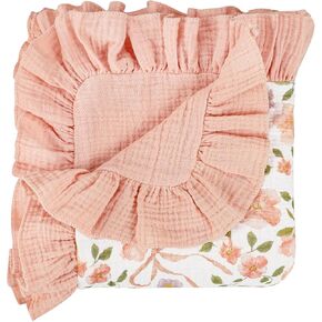 TANOFAR Ruffle Muslin Baby Blanket Girl Boy 36 X 40 Inches Floral | Soft & Breathable Reversible Cotton Crib Swaddle Blanket Muti-use Newborn Blanket in Saudi Arabia