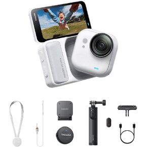 Insta360 GO Ultra Essentials Bundle - Small 4K Vlogging Camera, Hands-Free, POV Cam, 1/1.28" Sensor, 53g Lightweight, 156° FOV, 200 Min Battery Life, Magnetic Wearable Action Camera for Sports, Vlog in Saudi Arabia
