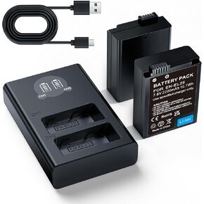 2-Pack 2200mAh EN-EL25 Replacement Battery with LCD Dual Slot Charger, Compatible with Nikon Z30, Z50, ZFC, and Z50ii Cameras, Enhanced EN-EL25 Batteries with Long Battery Life for Extended Shooting in Kuwait