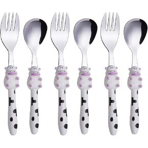 ANNOVA Kids Silverware 6 Pieces Set Children's Flatware - Stainless Steel Cutlery - 3 x Safe Forks, 3 x Dinner Spoons - Safe Toddler Utensils Without Knives for Lunch Box BPA Free (Frog x 6 PCS) in Saudi Arabia