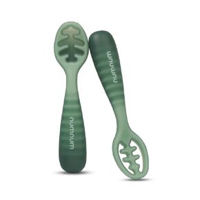 NumNum Baby Spoons GOOtensils Pre-Spoon 12+ Months, 2-Pack Green | Stage 2 Silicone Self Feeding Pre Spoon Utensils For Toddlers 12 Months Plus, BPA Free Baby Led Weaning Spoons in Saudi Arabia