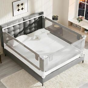 3-Pack King Size Bed Rails for Toddlers -Height Adjustable Baby Bed Rail Guard Specially Designed for King Size Bed (78.7"x78.7"x74.8"-Grey) in Saudi Arabia