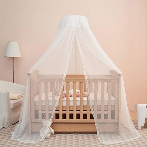 Baby Bed Canopy with Adjustable Clip-on Stand Baby Crib Cot Net Tent Hanging Dome Curtain Netting See Through Mesh Bed Cover Net Stand Rod in Kuwait