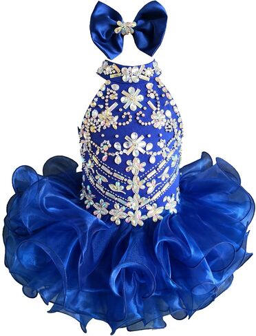 Jenniferwu G284-6 Infant Toddler Baby Newborn Little Girl's Pageant Party Birthday Dress Blue Size 3-6M in Kuwait