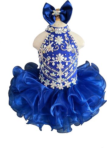 Jenniferwu G284-6 Infant Toddler Baby Newborn Little Girl's Pageant Party Birthday Dress Blue Size 3-6M in Kuwait