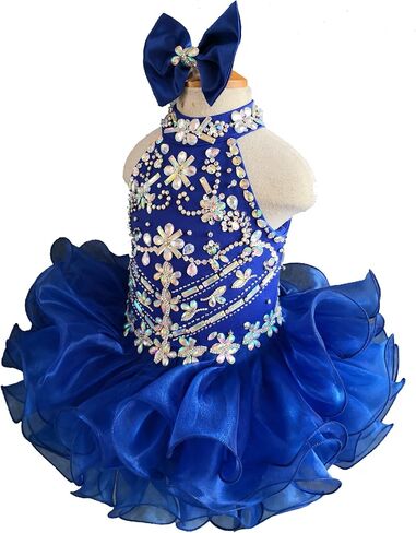 Jenniferwu G284-6 Infant Toddler Baby Newborn Little Girl's Pageant Party Birthday Dress Blue Size 3-6M in Kuwait