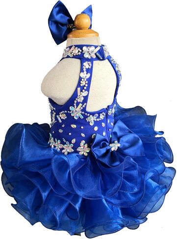 Jenniferwu G284-6 Infant Toddler Baby Newborn Little Girl's Pageant Party Birthday Dress Blue Size 3-6M in Kuwait
