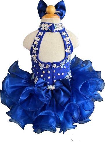 Jenniferwu G284-6 Infant Toddler Baby Newborn Little Girl's Pageant Party Birthday Dress Blue Size 3-6M in Kuwait