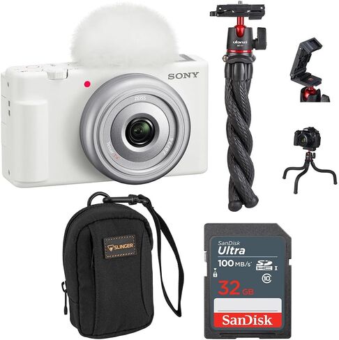 Sony ZV-1F Vlogging Camera, Black, Bundle with Extreme 32GB SD Card, Camera Bag, Tripod, for Point and Shoot Camera, Complete Sony Digital Vlog Camera Kit, Sony 1-Year Warranty in Kuwait