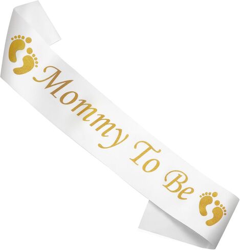 Mommy to Be Sash White, Satin Ribbon for Baby Shower Party | Soft Satin No-Pinch Ends, Shimmering Lettering Photo-Ready, 31.5 Inch, for Gender Reveal Keepsake Gift in Kuwait