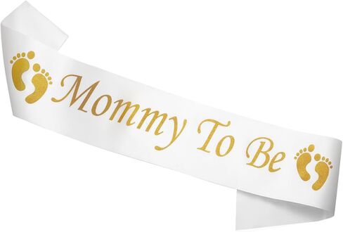 Mommy to Be Sash White, Satin Ribbon for Baby Shower Party | Soft Satin No-Pinch Ends, Shimmering Lettering Photo-Ready, 31.5 Inch, for Gender Reveal Keepsake Gift in Kuwait