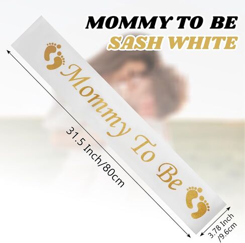 Mommy to Be Sash White, Satin Ribbon for Baby Shower Party | Soft Satin No-Pinch Ends, Shimmering Lettering Photo-Ready, 31.5 Inch, for Gender Reveal Keepsake Gift in Kuwait