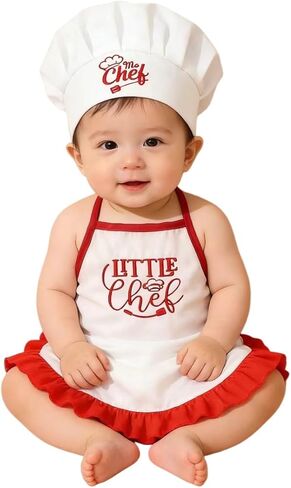 Newborn Photography Prop Baby Chef Outfits Chef Hat Apron Set for Girl Boys | Newborn Photography Outfits Boy girl,Baby Photoshoot Props,New Born Photoshoot Outfits,Infant Chef Costume,Baby Photo Props in Kuwait