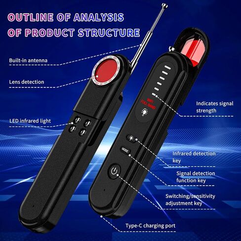 Smart Camera Detector- Multi-Function Hidden Camera Detectors and Bug Detector,GPS Hidden Camera Detector, Rf Wireless Signal Scanner, Camera Detector for Hotels, Home, Office in Kuwait